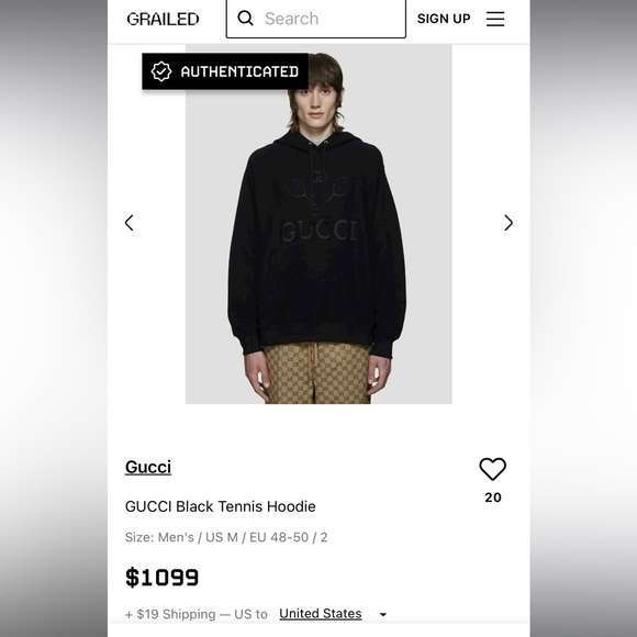 Gucci Other - Men’s Gucci sweater/hoodie black tennis Large *authentic*